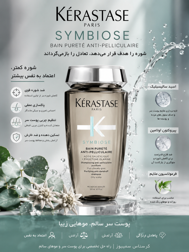 شامپو ضد شوره مو چرب و حساس کراستاس SYMBIOSE
